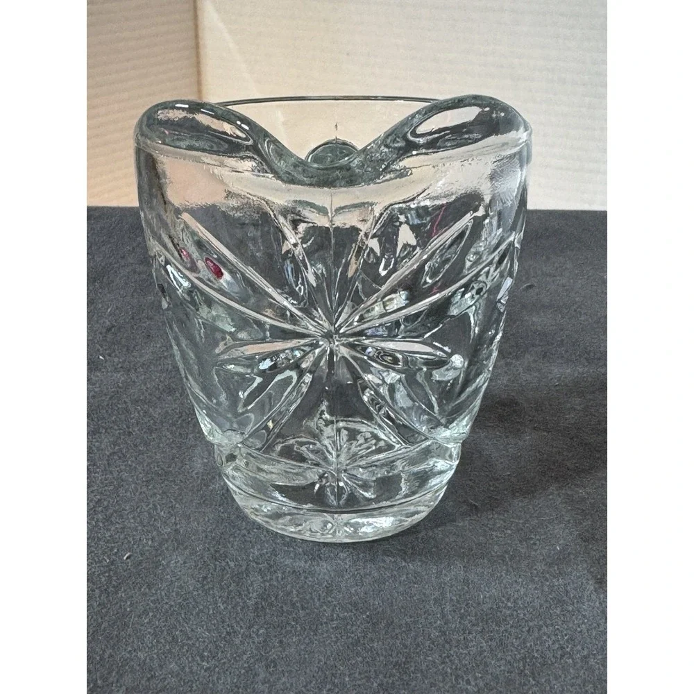 Vintage Anchor Hocking EAPC Presscut Clear Glass Star of David‎ Cream Pitcher